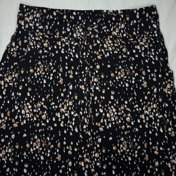 MICHEL STUDIO Maxi Skirt Women’s X Black with Brown/White/Beige Design Leg Slit - Picture 2 of 7